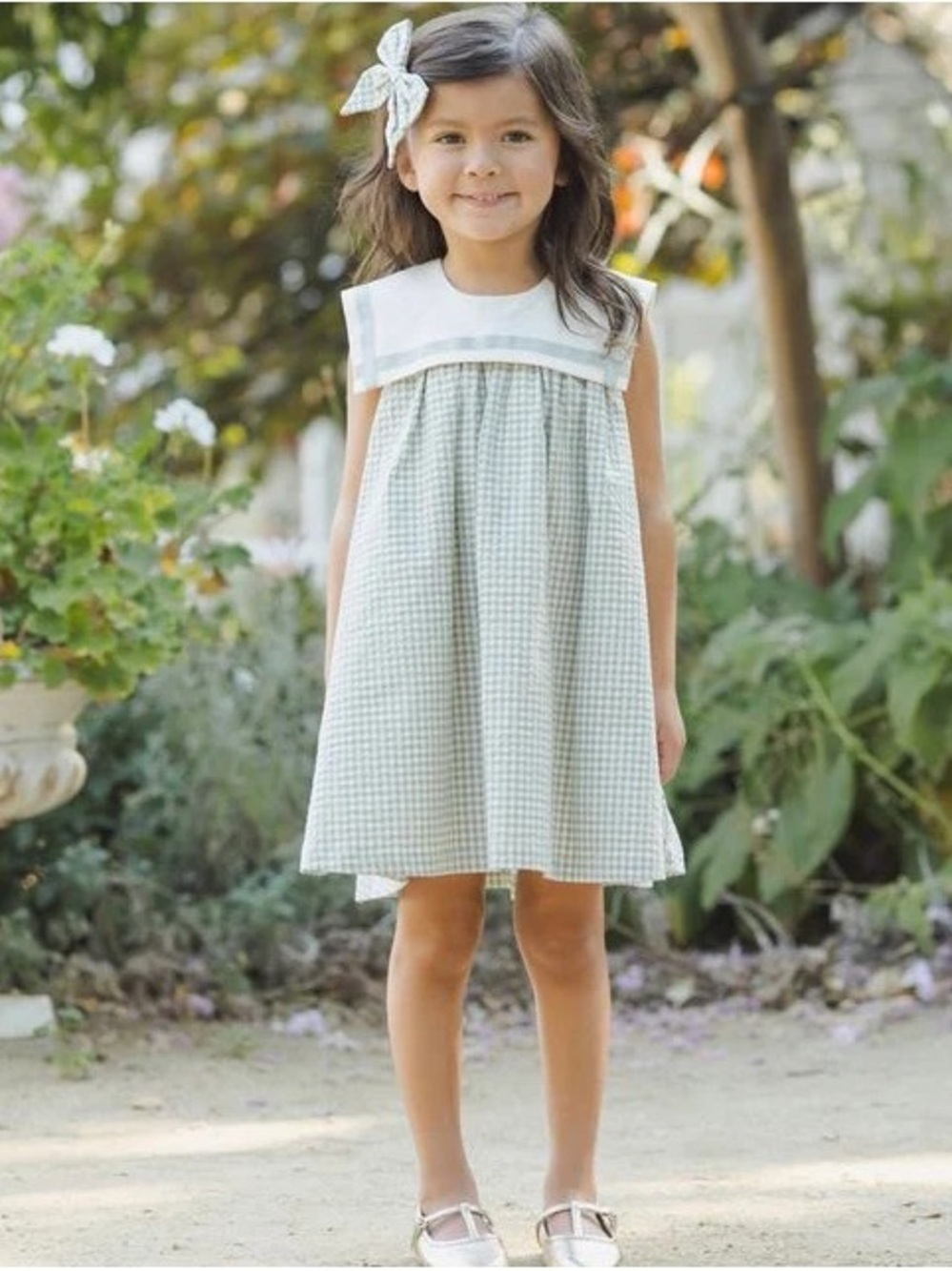 Noralee daisy dress eucalyptus check NWT 4y